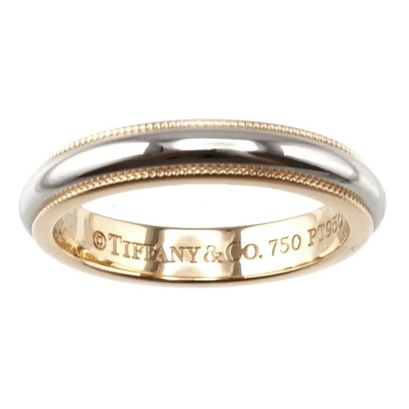 Authentic Tiffany & Co. Together Milgrain Men’s Wedding Ring Platinum/18k Gold - Picture 6 of 9